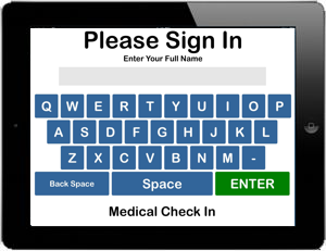 Medical Check in app displayed on Apple iPad Air, Air2 and 6th Gen