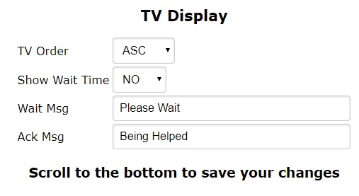 Medical Check In TV display settings